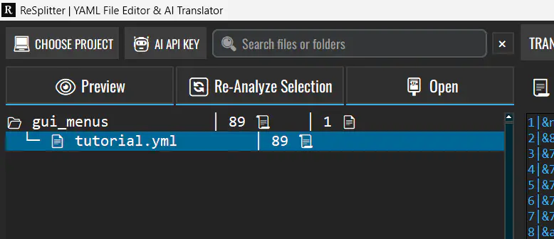 Screenshot of ReSplitter interface showing file list and bulk processing capabilities